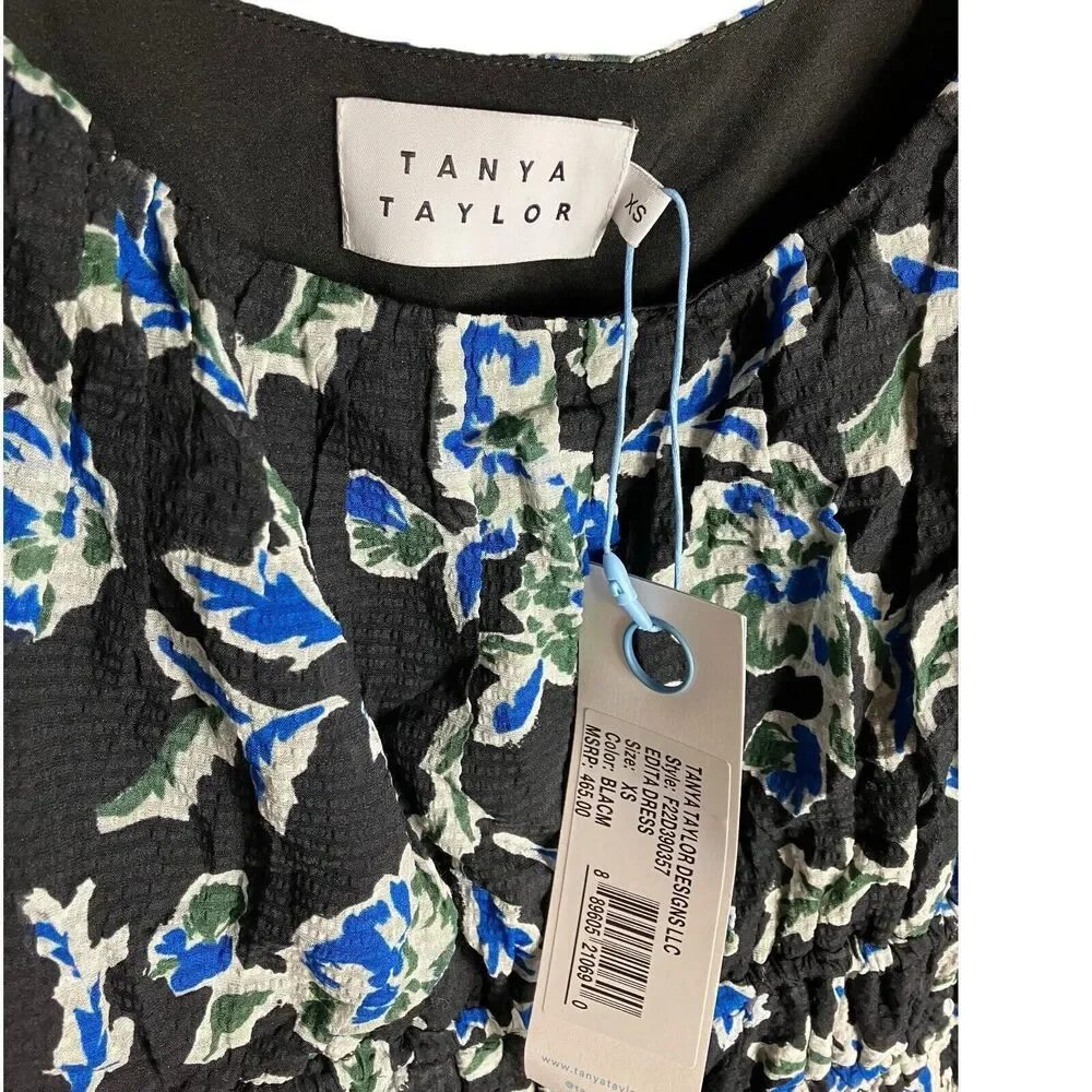 Tanya Taylor Dress WMNS M Black Floral‎ Edita Silk Blend Fit Flare Mini
